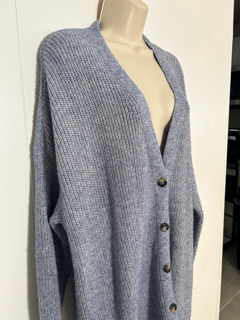 J. Jill Women's XL Long Cardigan Sweater Baby Blue Cotton Blend Good Condition!!